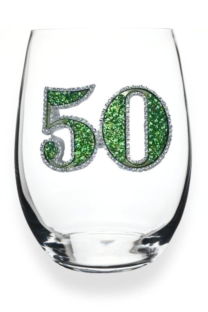 50th Birthday Jeweled Glass