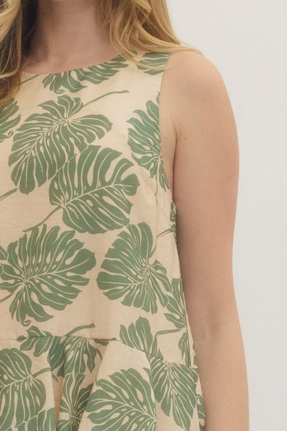 Botanical Print Sleeveless Top