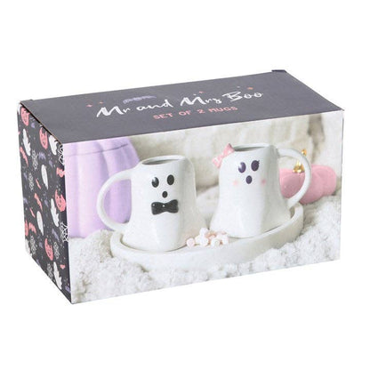 Mr and Mrs Boo Ghost Shaped Halloween Mug Set