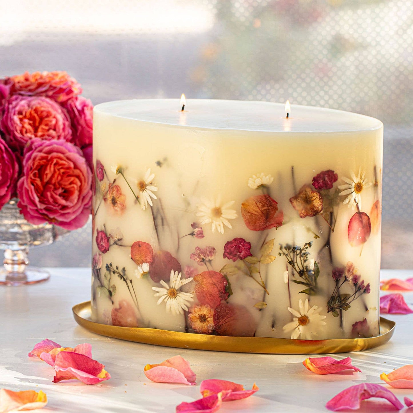 Apricot Rose Oval Botanical Candle