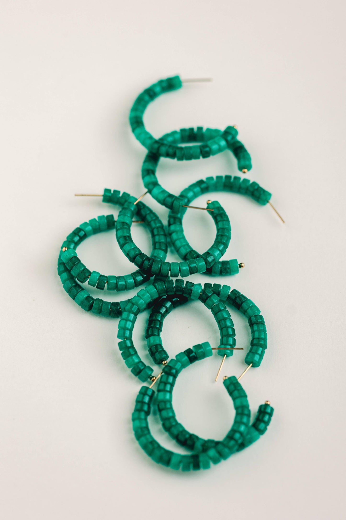 Green Beaded Candy Statement Hoop Earrings