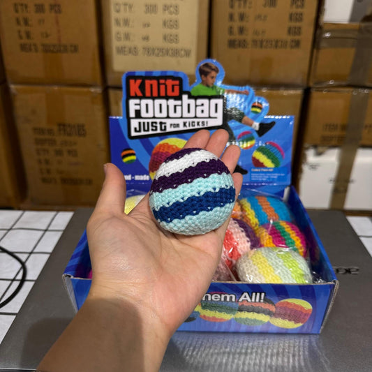 Pastel Striped Color Knitted Hacky Sack