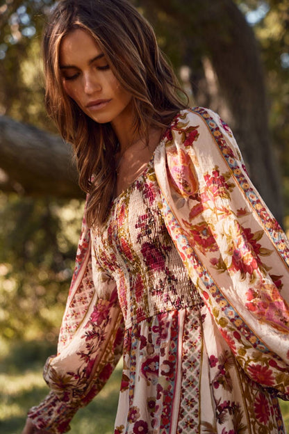 Plus Floral Printed Bohemian Maxi Dress