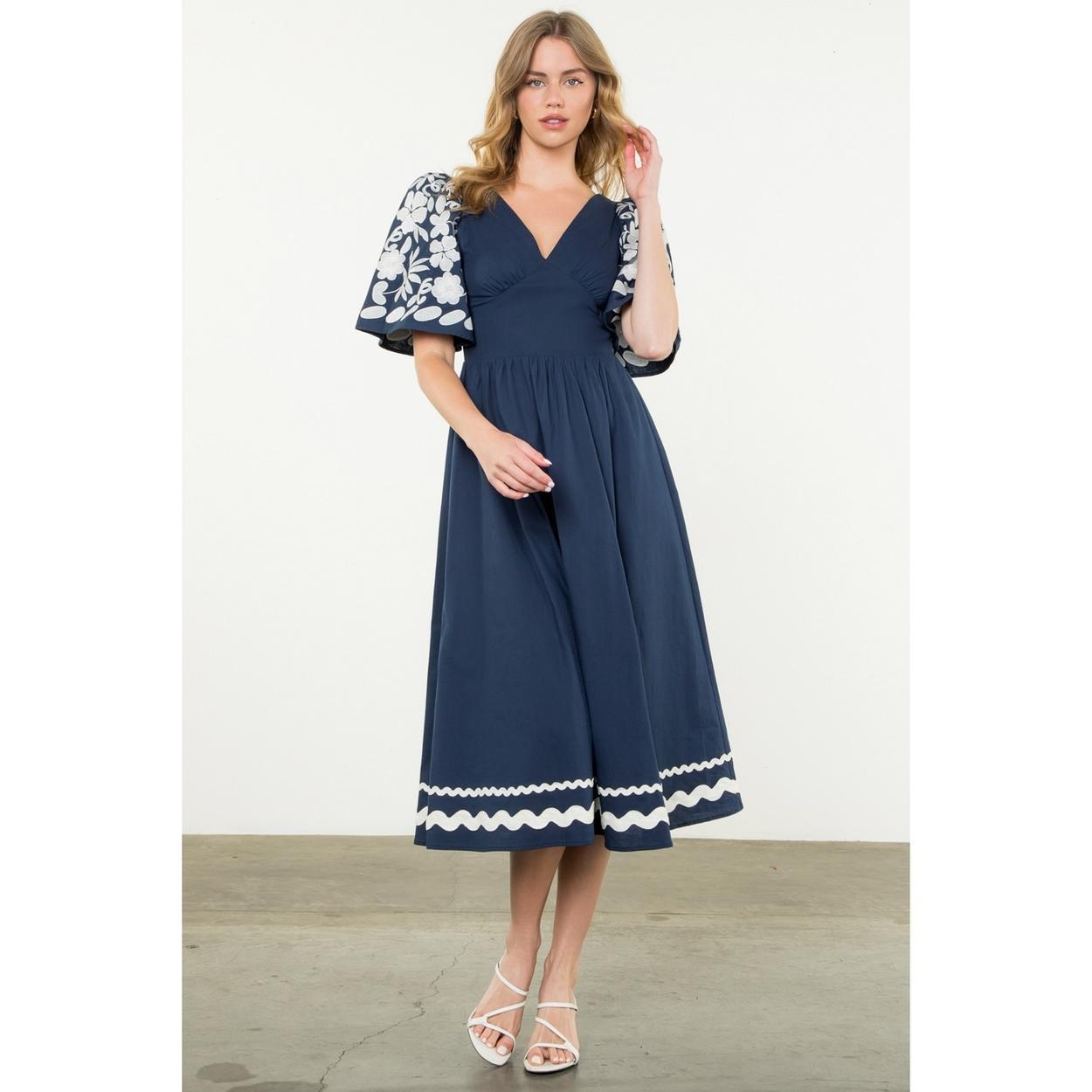 Embroidered Detail Midi Dress