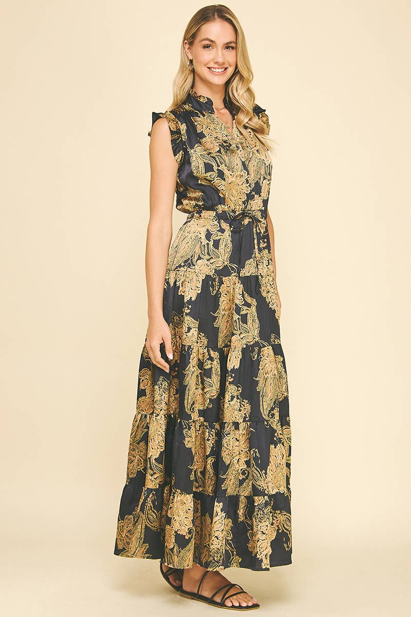 FLORAL PRINT TIERED MAXI DRESS
