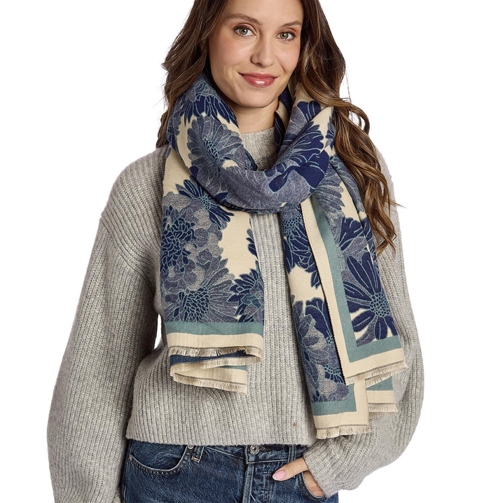 Studio Floral Motif 2-Sided Softer than Cashmere Shawl