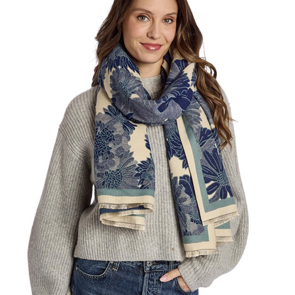 Studio Floral Motif 2-Sided Softer than Cashmere Shawl