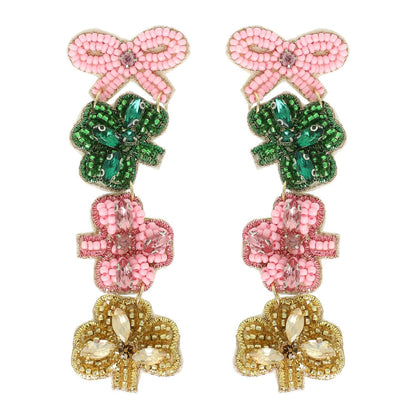 Shamrock Clover & Bow Dangle Earrings