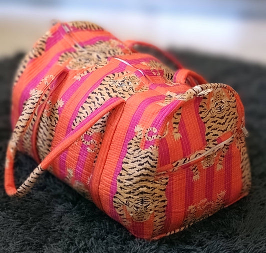 Pink & Orange Duffle Bag/Weekend Bag/Travel Bag/Gym Bag