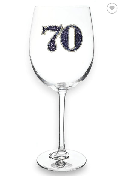 70th Birthday Jeweled Glass