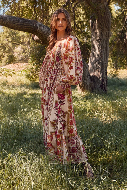 Plus Floral Printed Bohemian Maxi Dress