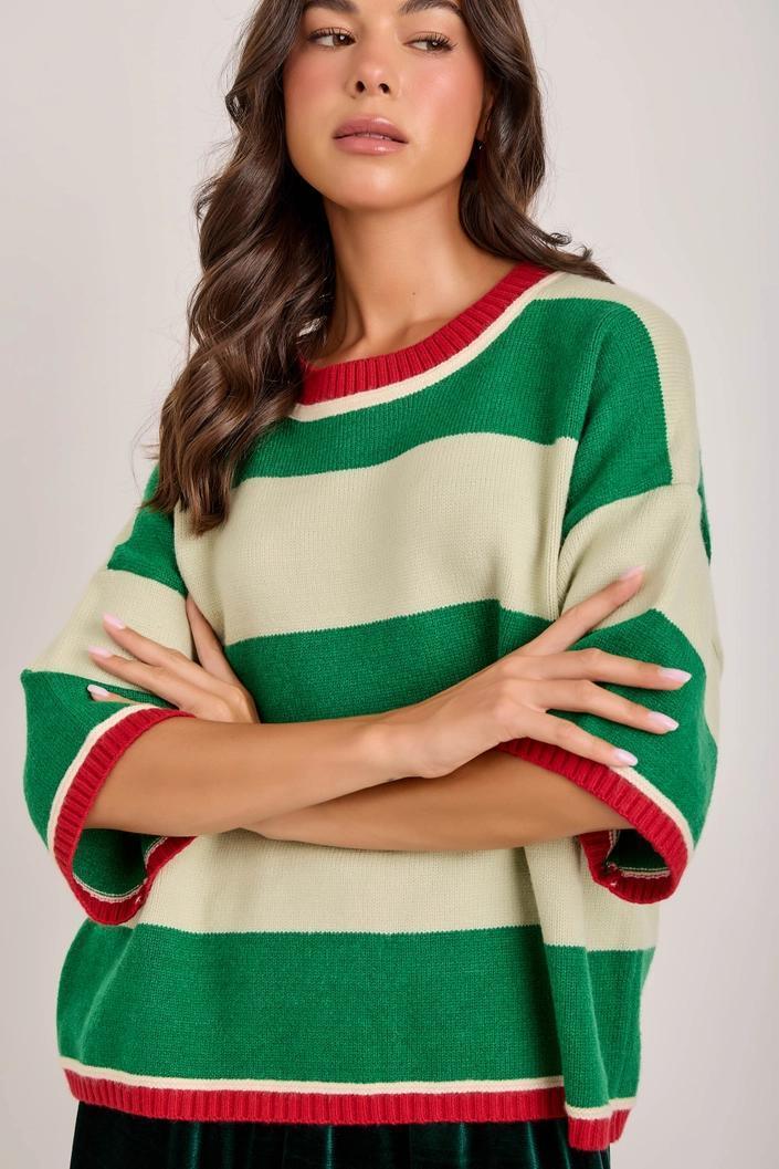 Wide Stripe Loose Fit Sweater Top