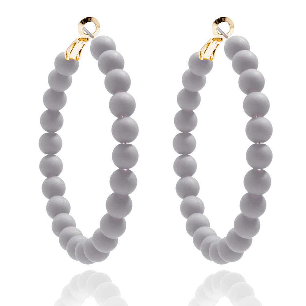 Matte Beaded Hoop Earring