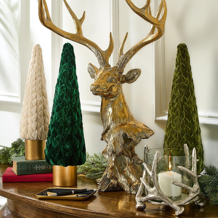 Braided Velvet Ribbon Trees with Wooden Base