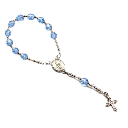 Sterling Silver Blue Baby Rosary Baptism Gift for Boys