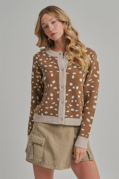 Deer Pattern Button Down Fall Sweater Cardigan
