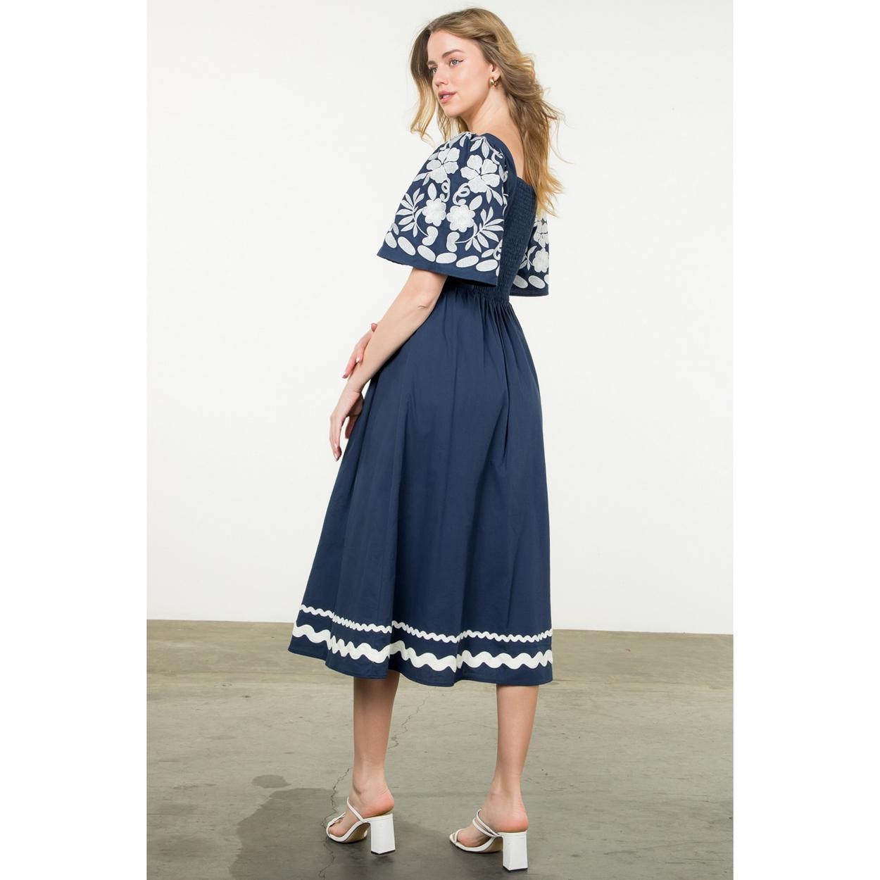 Embroidered Detail Midi Dress