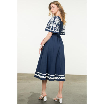 Embroidered Detail Midi Dress