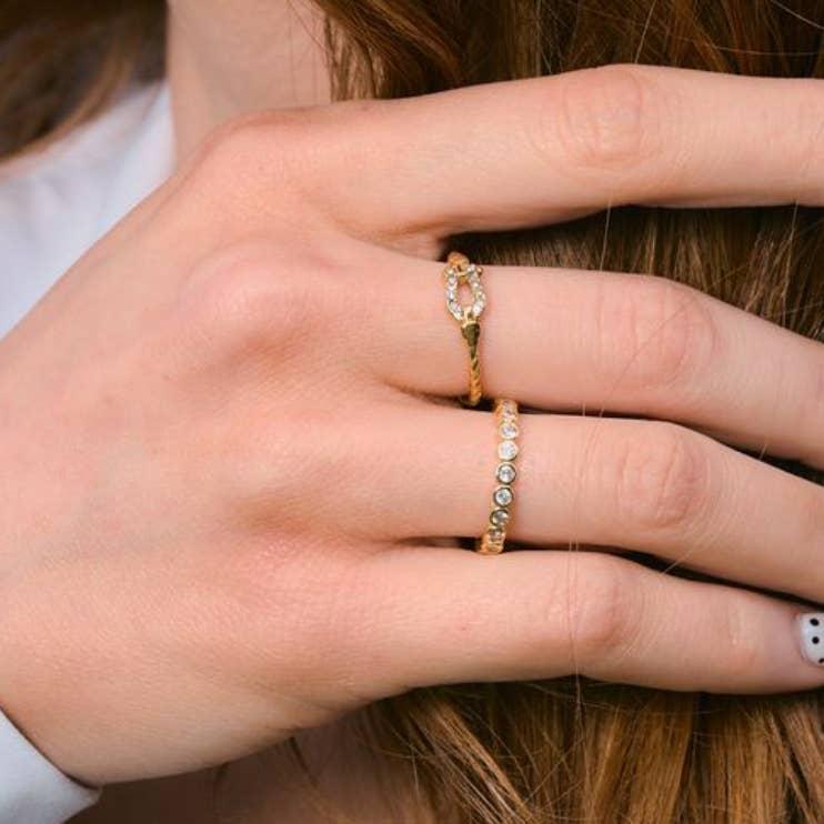 Evie Gold Circle Gem Ring