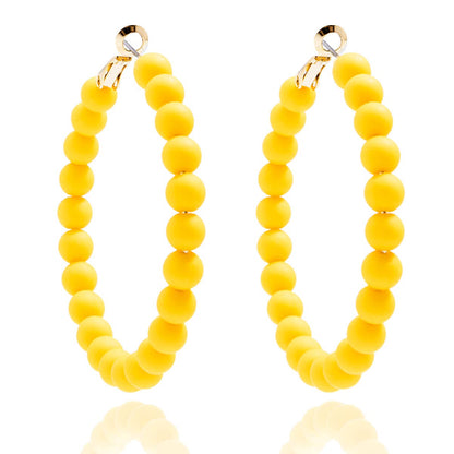 Matte Beaded Hoop Earring