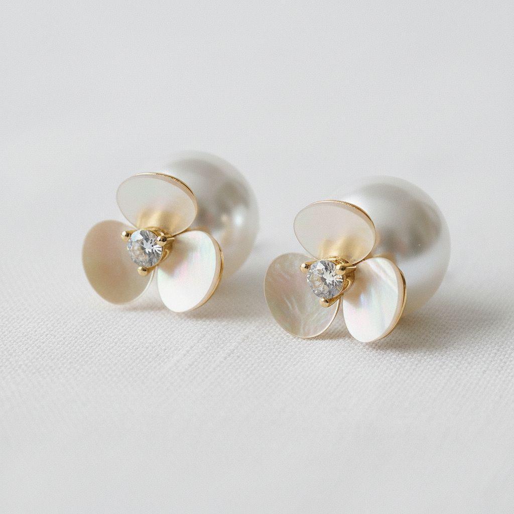 Blossom Pearl Back Earrings