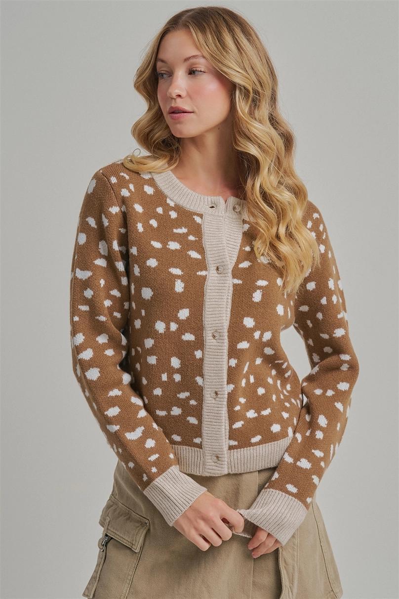 Deer Pattern Button Down Fall Sweater Cardigan