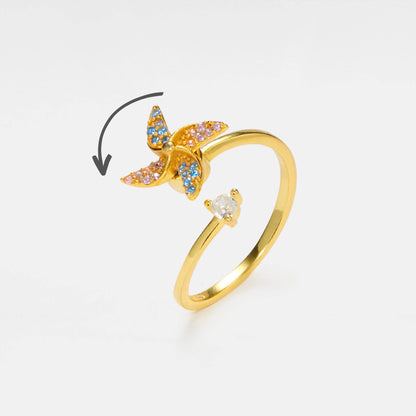 Windmill Anxiety Fidget Spinner Ring in 925 Sterling Silver