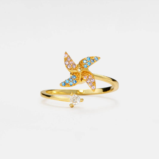 Windmill Anxiety Fidget Spinner Ring in 925 Sterling Silver