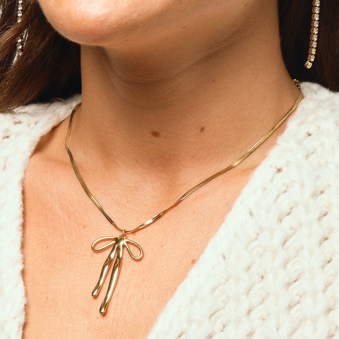 Delaney Gold Bow Necklace