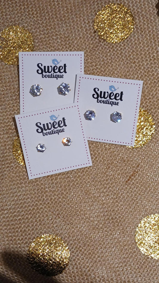 CZ STUDS STAINLESS STEEL 18K FILLED