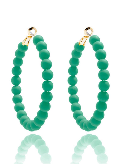 Matte Beaded Hoop Earring