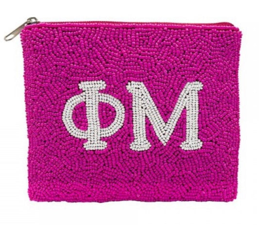 Phi Mu Sorority Beaded Pouch