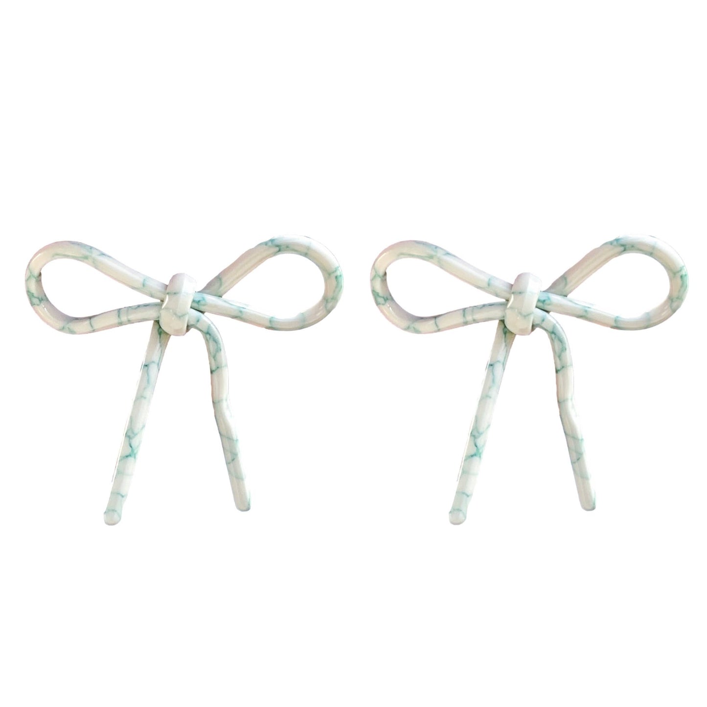 Aqua Poolside Bow Statement Stud Earrings