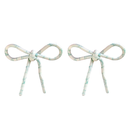 Aqua Poolside Bow Statement Stud Earrings