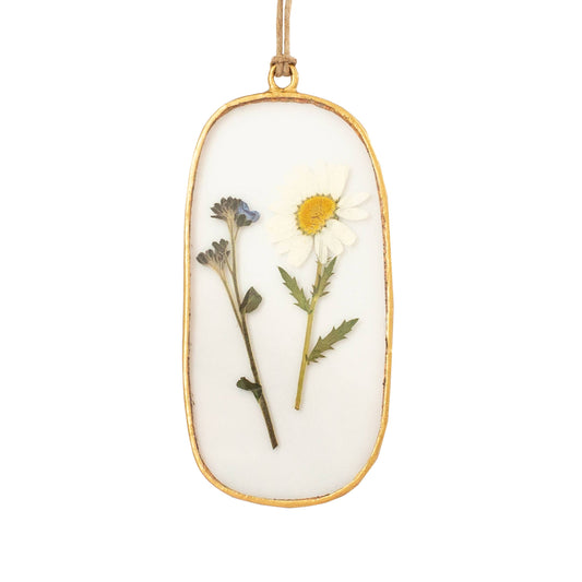 Daisy Squoval Pressed Floral Pendant