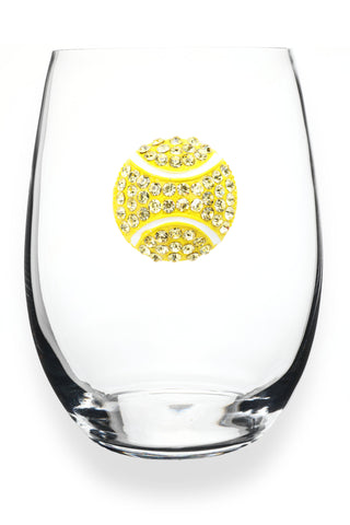 Tennis Ball Jeweled Stemless Wine Glass