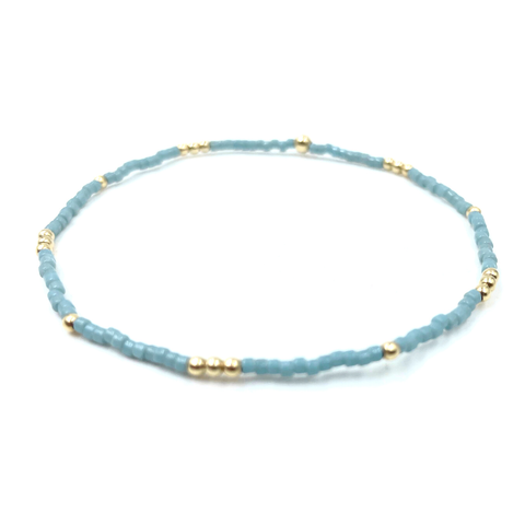 Newport bracelet in pale turquoise blue + gold filled