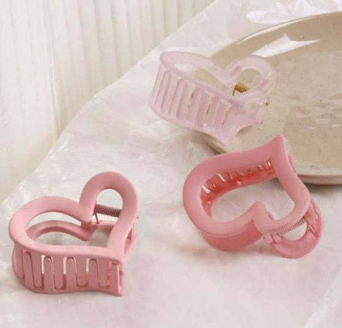 Valentine's Shades Of Pink Heart Claw Clip Trio