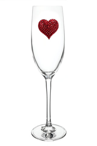 Red Heart Jeweled Stemmed Champagne Flute