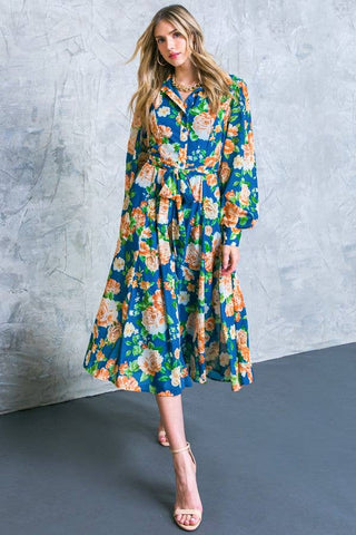 A printed woven midi shirt dress - ID20333