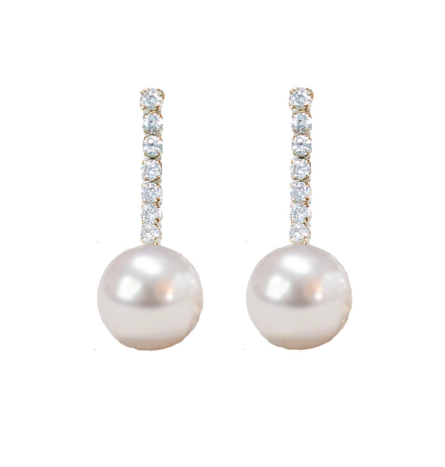 Small Swingy Pearl and Diamond Statement Drop Earrings