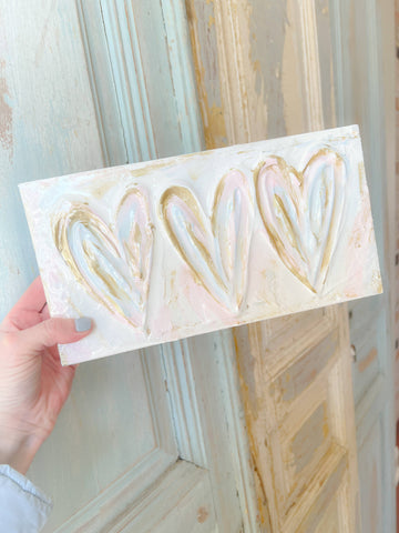 Wooden - Triple Heart Resin Painting