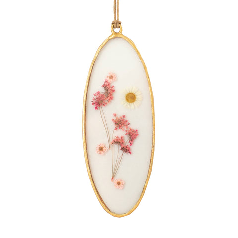 Meadow Sweet Oval Pressed Floral Pendant