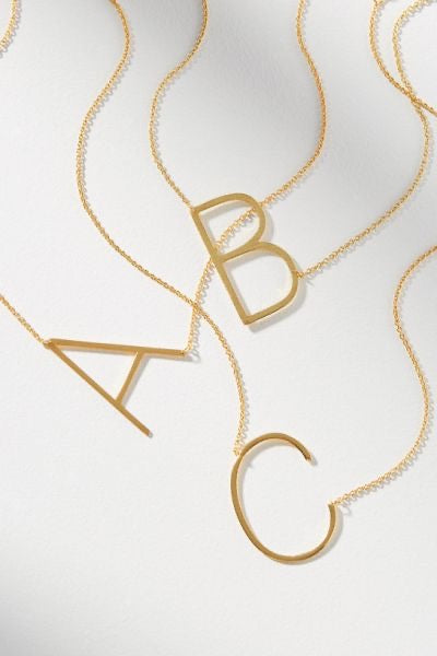 Sideways Gold Initial Necklace