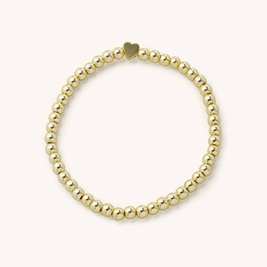 Gold Heart Beaded Ball Bracelet