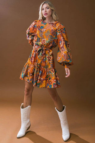 A printed woven mini dress - ID20406