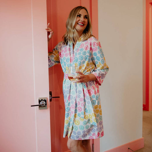 Pastel Happy Face Repeat Robe