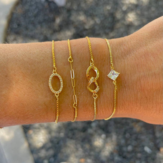 Mia Golden Slider Bracelets: Chain Link