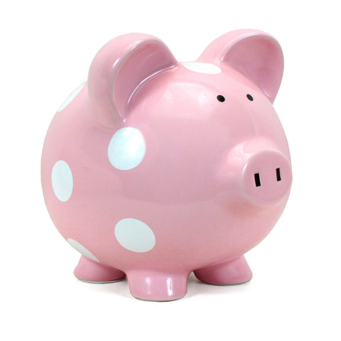 Pink With White Dot Piggy Bank