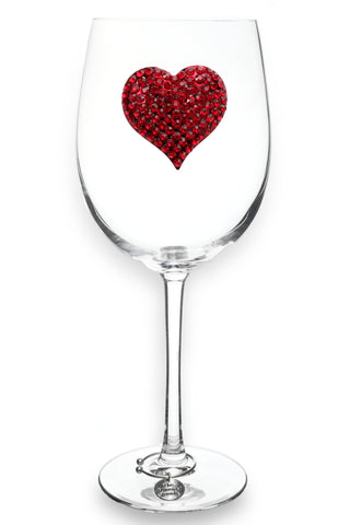 Red Heart Jeweled Stemmed Wine Glass